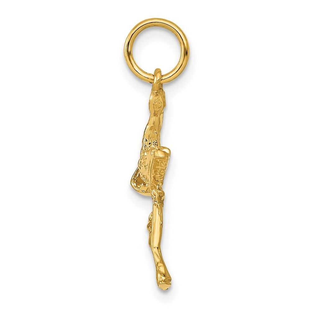 14k Yellow Gold Solid 3-Dimensional Stork Charm - image 2